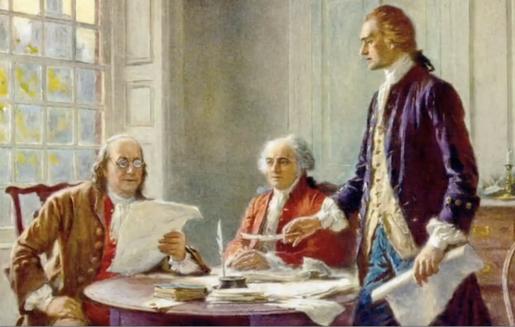 an oil painting of the founding fathers