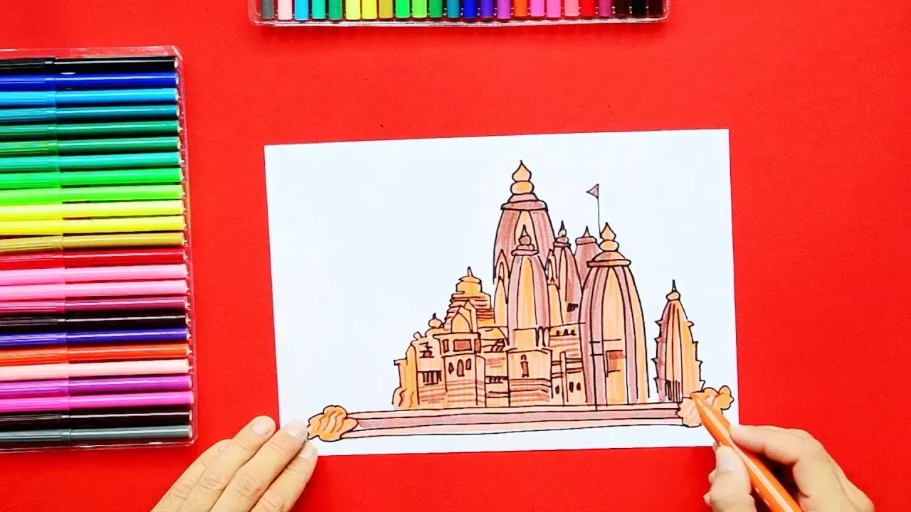 A drawing of a temple
